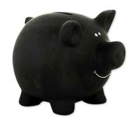 Pajoma - Hucha con Forma de Cerdo (cerámica con Barnizado de Pizarra), Negra