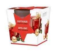 pajoma® Vela aromática, Manzana y Canela en Cristal Satinado, 120 g de Peso de Cera, Tiempo de combustión: 25 Horas, en Elegante Caja de Regalo