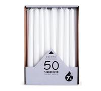 Pajoma Velas de varilla, color blanco, 50 unidades, altura 25 cm, duración de combustión aprox. 7 horas