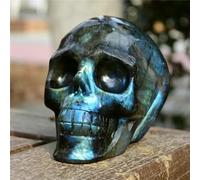 PAJPXPCD 1 piedra de calavera labradorita especial 8 cm - Cristal tallado a mano estilo bohemio con juego iridiscente en azul, verde, morado y amarillo PAJPXPCD