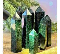 PAJPXPCD 1 torre de cristal piedra dorada verde 80-90 mm, pilar, decoración for el hogar y la oficina PAJPXPCD