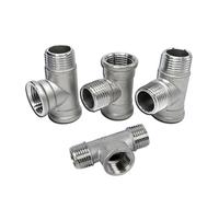 PAJPXPCD 304 Stainless Steel Male to Femlae Fitting 1-1/2" inch FFM FMF MMF MFM 3 Ways Tee Type Water Pipe SS304 Joint Connector(FFM)