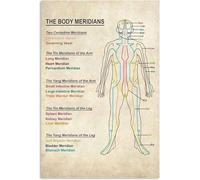 PAJPXPCD Acupuncture Body Meridians Chart Traditional Chinese Medicine Poster Wall-Art for Office Clinic Room Decor(Framed,12x18inch(30x45cm))