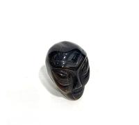 PAJPXPCD Adornos decorativos de cristal natural puro, estatua de calavera alienígena, decoración, colección espiritual, estatuilla de piedra natural (color ojo de tigre)
