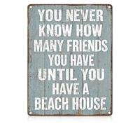 PAJPXPCD Beach Friends Metal Tin You Never Know How Many Sign 12x8 Inch