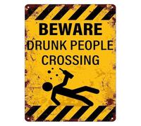 PAJPXPCD Beware Drunk People Crossing Funny Bar Tin Sign 12x8 Inch