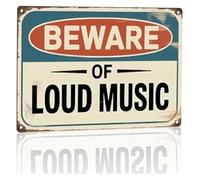 PAJPXPCD Beware Of Loud Music Vintage Aluminum Sign 12x8 Inch