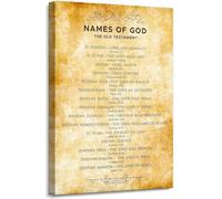 PAJPXPCD Biblical Names of God Poster Hebrew of Vintage Wall-Art with Scripture for Home Sunday School Bible Study Decor(Unframed,12x18inch(30x45cm))