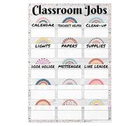 PAJPXPCD Boho Themed Class Jobs Posters | Classroom Helpers Chart & Wall Decor - Teacher Resources for Classroom Management in Preschool, Kindergarten, Elementary(Framed,16x24inch(40x60cm))