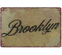 PAJPXPCD Brooklyn Vintage Map Metal Sign Retro York City Cartography For Home Office Urban Loft Wall Decor 8 X 12 inch