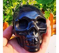 PAJPXPCD Calavera de cristal de cuarzo con piedra de arena azul natural tallada a mano (tamaño: 1 unidad)