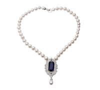 PAJPXPCD Collar de perlas grandes de agua dulce Real con colgante for mujer, collar de perlas de boda joyería fina regalo nupcial cumplir (7 3/8,9-10mm)