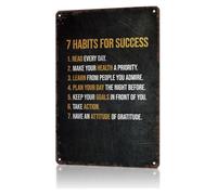 PAJPXPCD Cool Metal Sign 7 Habits For Success Antique Tin Art For Den Library Closet Camper RV Trailer 8 X 12 inch