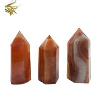 PAJPXPCD Cristal natural de cuarzo de ágata roja natural de 80 a 90 mm, punta de varita, cristal para decoración del hogar, piedras naturales y cristales, 80-90mm, Ágata
