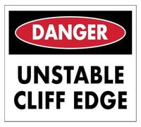 PAJPXPCD Danger Unstable Cliff Edge Warning Metal Sign 12x8 Inch