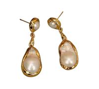 PAJPXPCD Earrings Gold Plating Women's Keshi Pearl Earrings