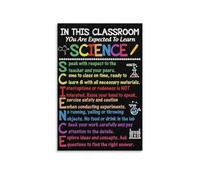 PAJPXPCD Educational Science Posters Set, In This Classroom with Periodic Table & Scientists, Colorful Middle School Decor(Framed,12x18inch(30x45cm))