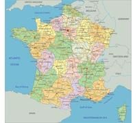 PAJPXPCD French Regions Political Map Poster Detailed Administrative Geography Educational Chart with Regional Capitals Canvas Wall-Art Print for Classroom Decor(Unframed,08x12inch(20x30cm))