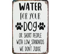 PAJPXPCD Funny Vintage Tin Sign Humorous Dog Water Bowl Aluminum Plaque for Bar Man Cave Wall (8 X 12 in)
