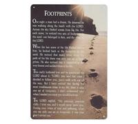 PAJPXPCD Gift Idea Metal Tin Sign Rustic Footprints Inspirational Wall-Art Vintage Plaque with Scripture Quote for Home Decor 8 X 12 Inch