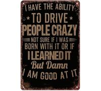 PAJPXPCD Gifted At Driving Folks Bonkers Confession Humorous Metal Sign For Porch Patio Wall-Art Irreverent Novelty Item 8 X 12 inch