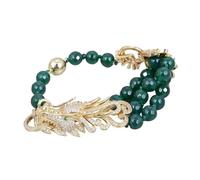 PAJPXPCD Green Agate Round Faceted Beads Bracelet