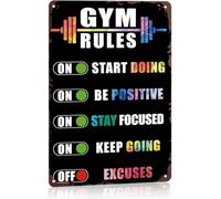 PAJPXPCD Gym Rules Start Doing Stay Focused Keep Going Metal Sign 8 X 12 in