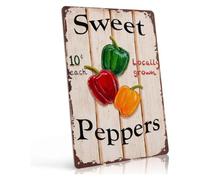 PAJPXPCD Harvest Pepper Wall-Art Decor 8x12 Inch | Rustic aluminum sign adds country flair to food loving home great gift for gardeners and cooks alike