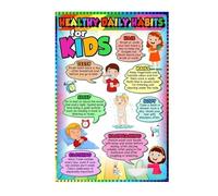 PAJPXPCD Healthy Habits Poster Daily Routine Chart for Room Decor Educational for Preschool Kindergarten Elementary Classroom(Framed,08x12inch(20x30cm))