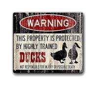 PAJPXPCD Industrial Vintage Duck Warning Rules Tin Sign Rustic Metal Wall-Art for Pub Shed Kitchen Indoor Outdoor 8 X 12 inch