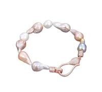 PAJPXPCD Joyería Perla 8" Multi Color Rosa Púrpura Barroco Keshi Perla Pulsera