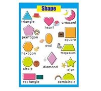 PAJPXPCD Learning Poster - 13 Shapes and Words Educational Chart, Colorful Wall-Art for Toddler Room, Daycare or Kindergarten Classroom Decorations(Unframed,16x24inch(40x60cm))