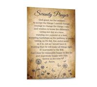 PAJPXPCD Minimalist Serenity Prayer Canvas Print, God Grant Me Serenity Quote, Vintage Modern Wall-Art for Living Room Office(Framed,12x18inch(30x45cm))