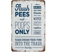 PAJPXPCD Nautical Bathroom Sign Funny Boat Restroom Rule Vintage Tin 8 X 12 in