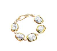 PAJPXPCD Pearl Gold color Plated Bracelet 8"