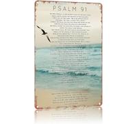 PAJPXPCD Psalm 91 Scripture Vintage Tin Sign Wall Decor for Home Office Living Room Bedroom 8 X 12 in