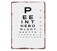 PAJPXPCD Sarcastic Bathroom Eye Chart Pee In Bowl Tin Sign for Men Nest Home Office Dormitory Apartment Wall Decoration Humorous Quote Poster 8 X 12 inch
