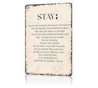 PAJPXPCD Semicolon Stay Motivational Metal Sign for Mental Health Advocacy Suicide Prevention Awareness Office Wall-Art Decorative Plaque Gift 8 X 12 inch