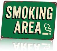 PAJPXPCD Smoking Area Funny Aluminum Wall Sign 8 X 12 in