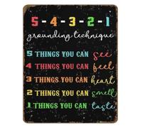 PAJPXPCD Stress Management Metal Tin Sign Grounding Exercise Reference For Psychologist Life Coach Support Group Meeting Room Wall-Art 8 X 12 inch