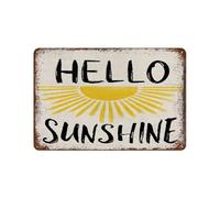 PAJPXPCD Sunny Summer Garden Metal Tin Sign Vintage Yellow Wall-Art Boho Retro Decor For Patio Yard Porch Farmhouse Home 8x12 Inch