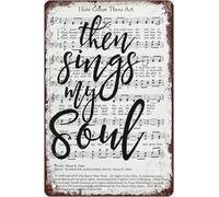 PAJPXPCD Then Sings My Soul How Great Thou Art Hymn Quote Metal Tin Sign Vintage Rustic Farmhouse Wall Decor 8 X 12 inch