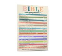 PAJPXPCD Vintage Bible Emergency Numbers Wall-Art, Christian Scripture Canvas Print, Inspirational Decor for Church & Home(Framed,08x12inch(20x30cm))