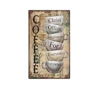 PAJPXPCD Vintage Coffee Sign Metal Tin Morning Brew Wall-Art for Kitchen Diner Home Cafe 8 X 12 inch