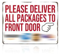 PAJPXPCD Vintage Delivery Metal Sign All Packages Go to Front Door Only 12x8 Inch