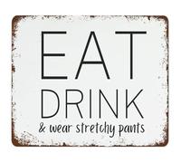PAJPXPCD Vintage Metal Sign Eat And Drink Humorous Wall Decor For Kitchen Dining Area Home Bar Man Cave Beer Wine Cellar 8 X 12 inch