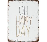 PAJPXPCD Vintage Metal Sign Oh Happy Day Boho Kitchen Garden 8 X 12 in