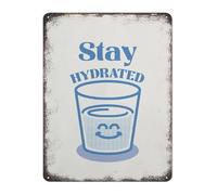 PAJPXPCD Vintage Stay Hydrated Tin Sign Retro Metal Wall Decor for Office Funny Motivational Gift (8 X 12 in)