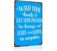 PAJPXPCD Wash Your Hands and Say Prayers Funny Metal Sign 8 X 12 in