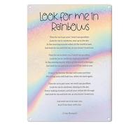 PAJPXPCD Words Metal Sign Rainbow Themed Poetry Wall-Art for Bedroom Living Room Quiet Reflection Corner Decor 8 X 12 inch